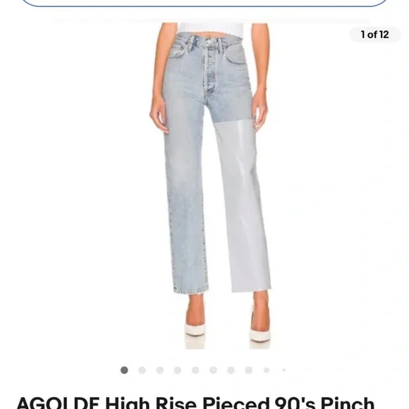 AGOLDE  90’s pinch waist pieced  jeans new with tags size 24 - Picture 2 of 13